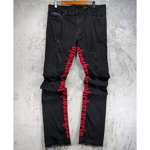 Rockstar Original Jeans Mens 38x45 Black RSM 225 Flare Denim Colette Distressed